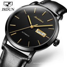 Men Watch Luxury Brand JSDUN Fashion Popular Automatic Mechanical WristWatch Alloy Material Genuine Leather Clock For Men